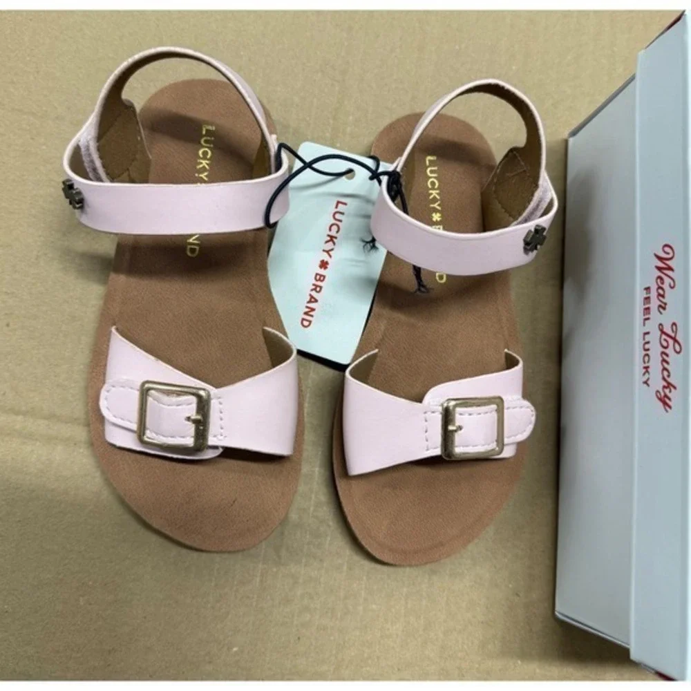 Lucky Brand GAN-TGS Girls‎ Blush Pink Buckle Ankle Strap Sandals Size 7 Toddler